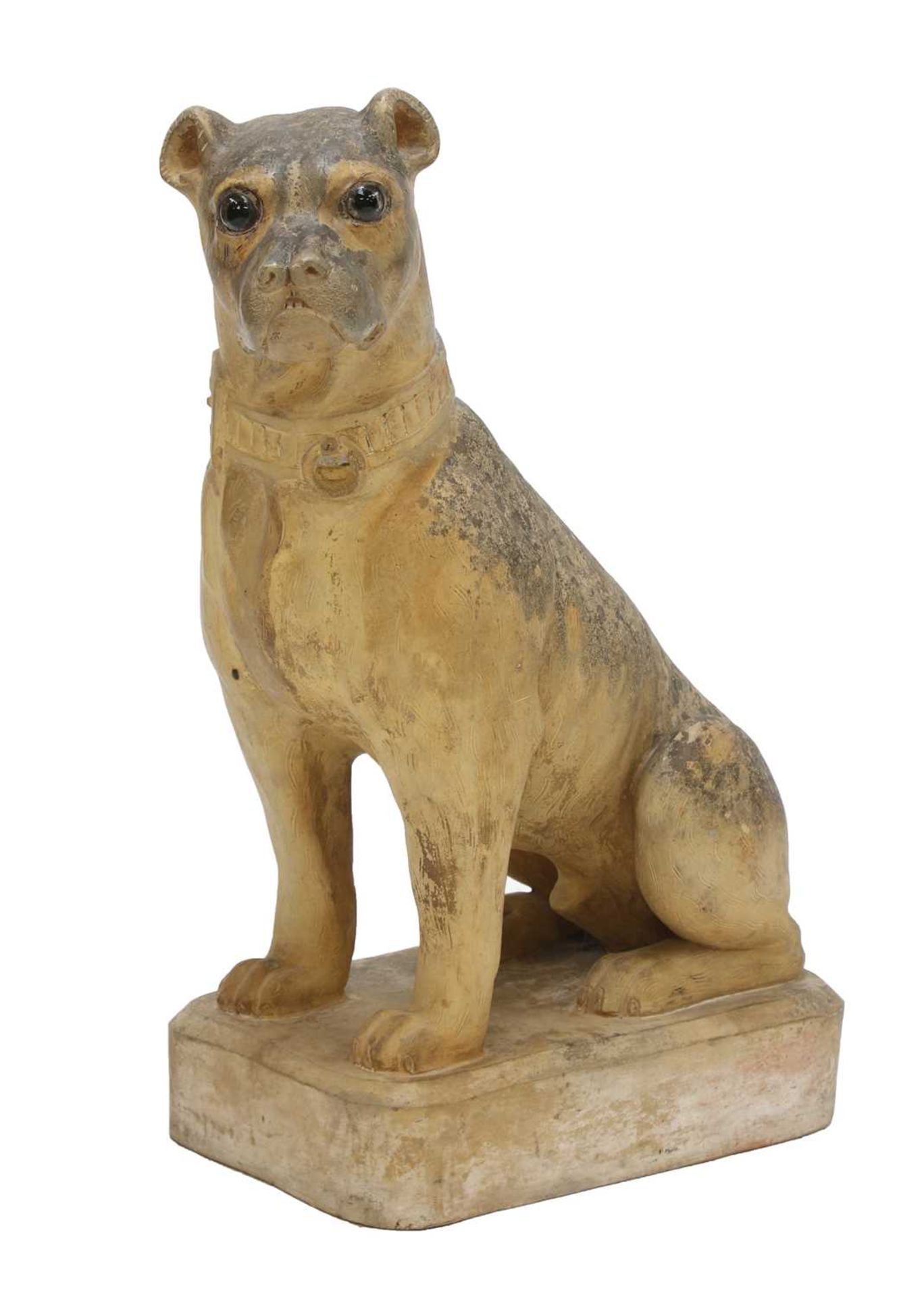 A French terracotta model of a seated pug,