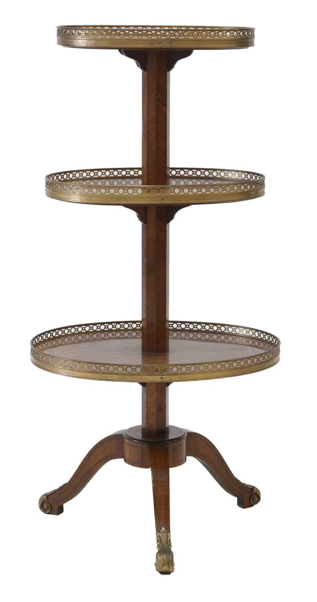 A Louis XVI-style kingwood and parquetry étagère, - Image 2 of 3