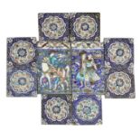 A pair of Persian pictorial pottery tiles,