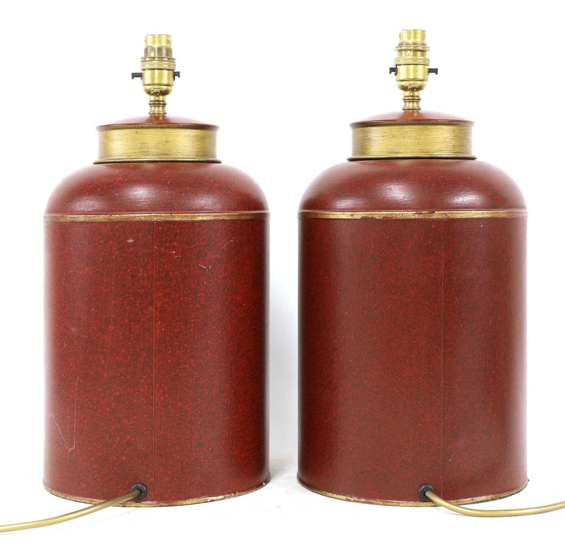 A pair of painted canister table lamps, - Bild 2 aus 2