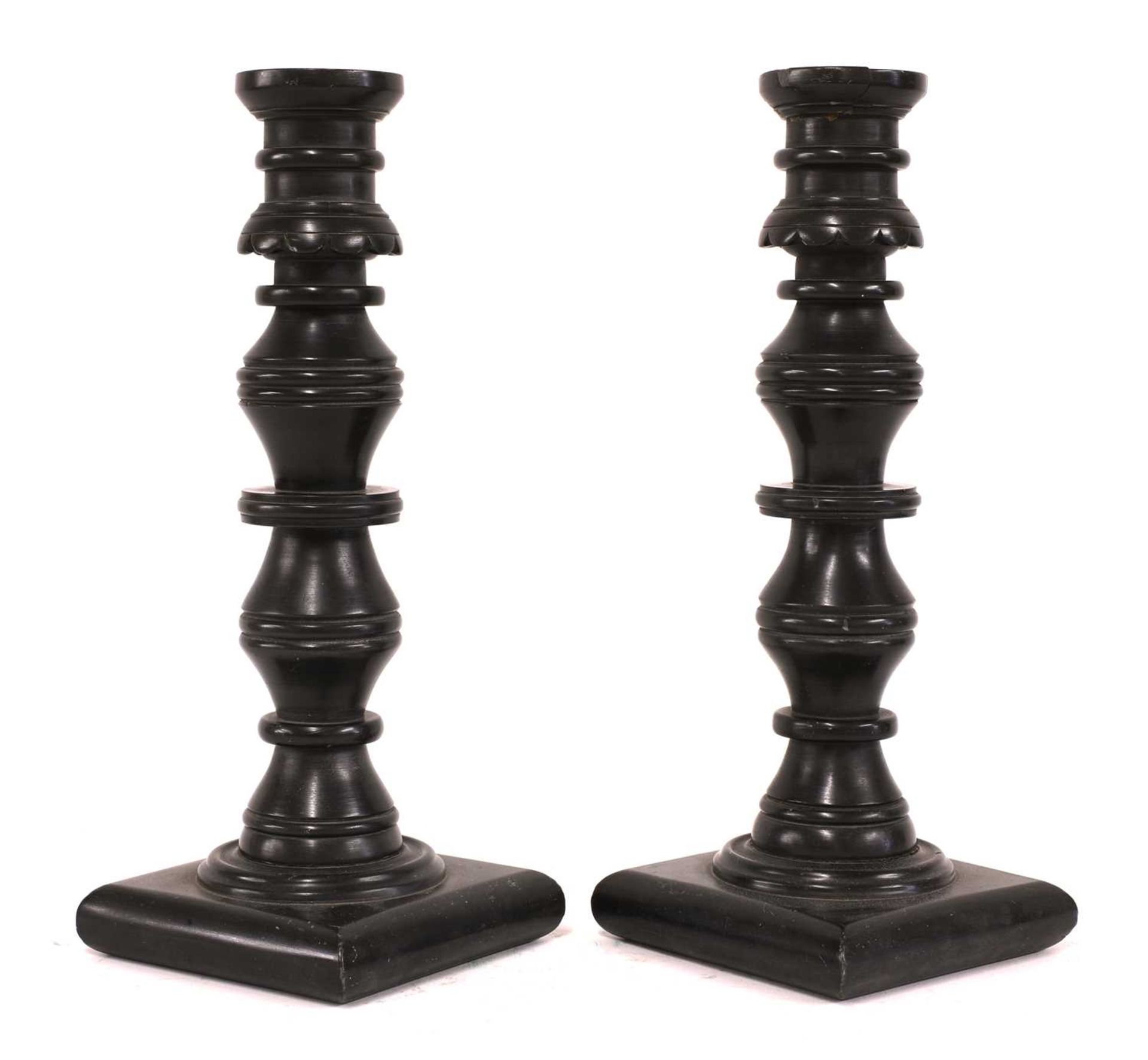 A pair of coal candlesticks, - Image 2 of 3