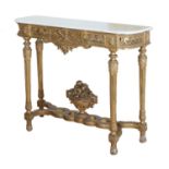 A French Louis XVI-style giltwood console table,