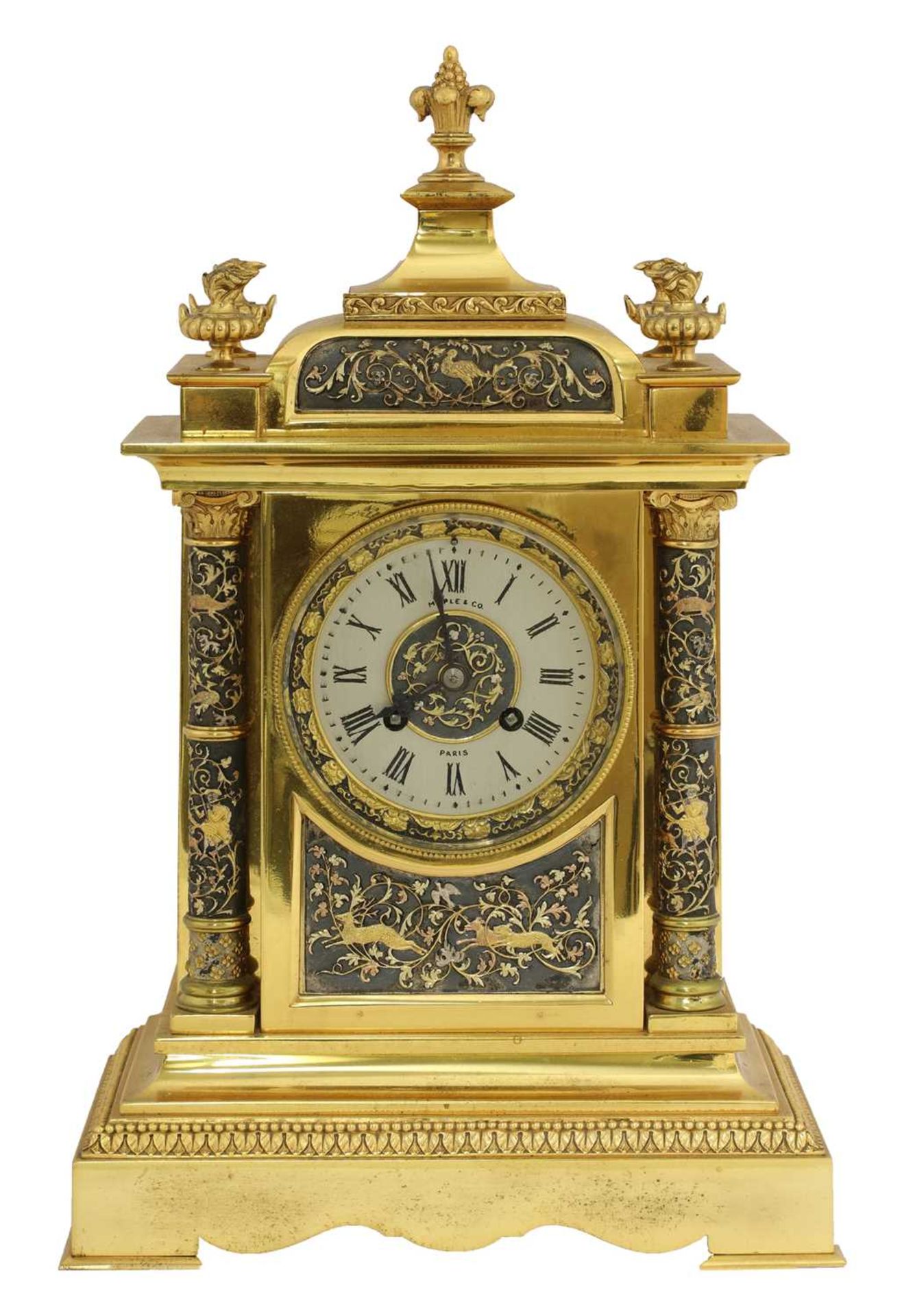 A French gilt brass cased mantel clock,