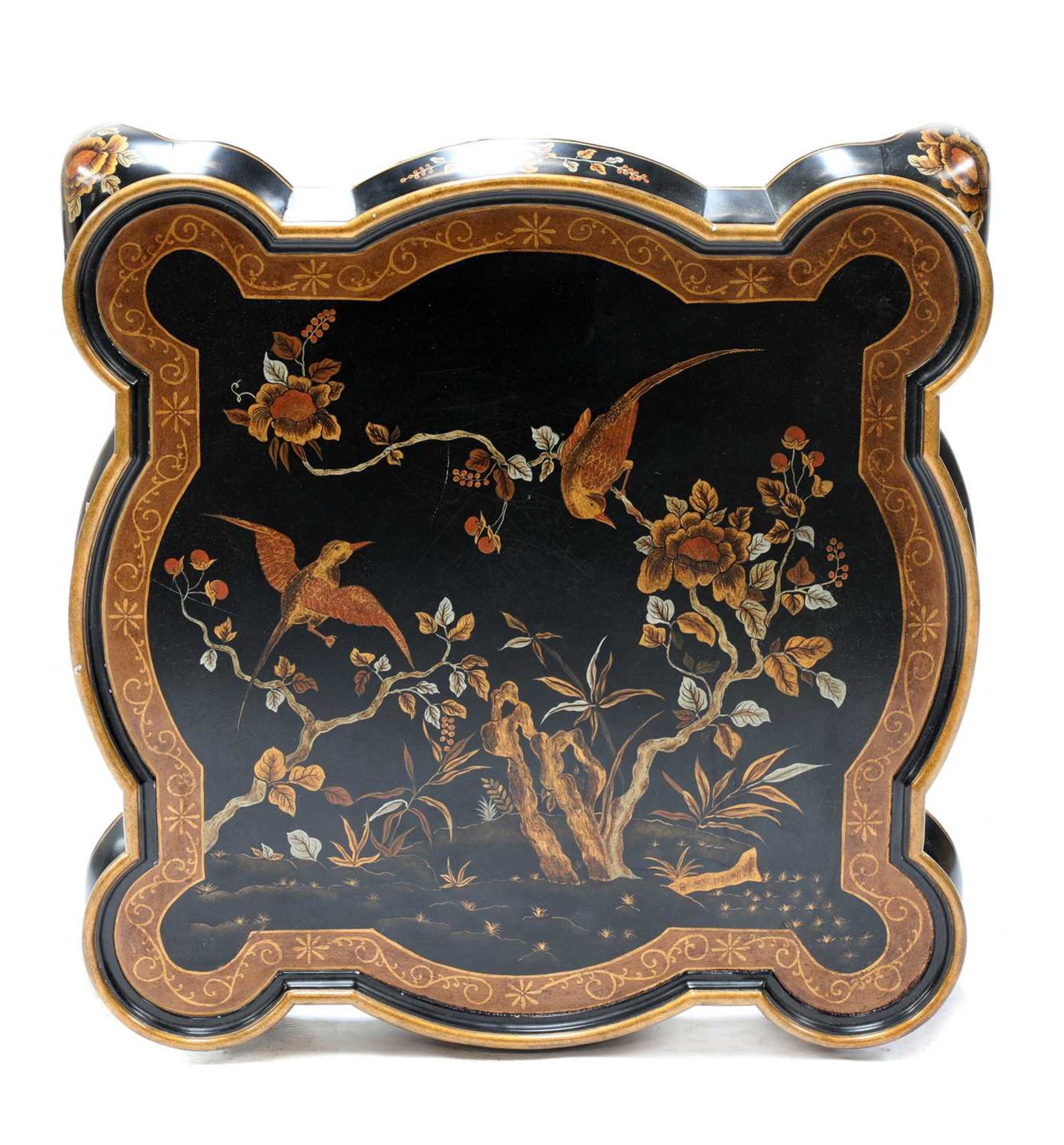 An ebonised and painted chinoiserie low table, - Image 3 of 3