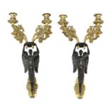 A pair of French bronze and ormolu wall sconces,