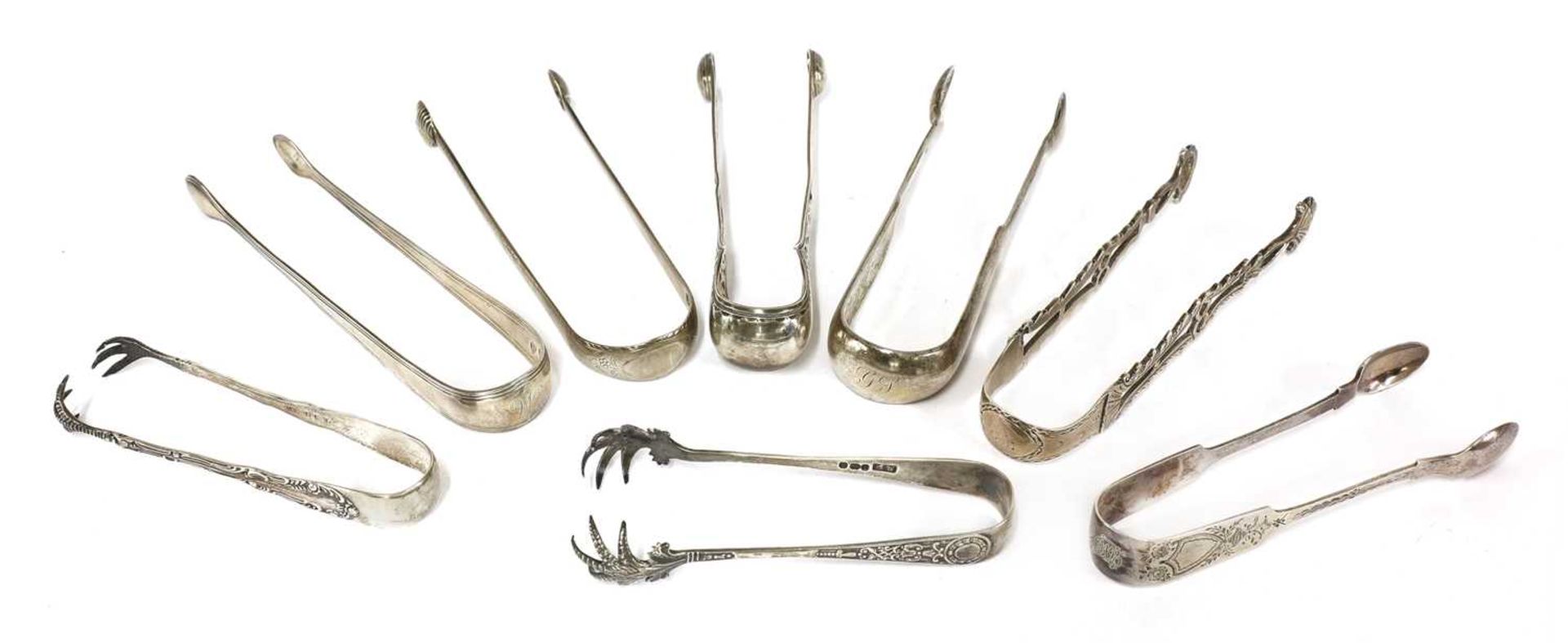 A pair of George III silver sugar tongs,