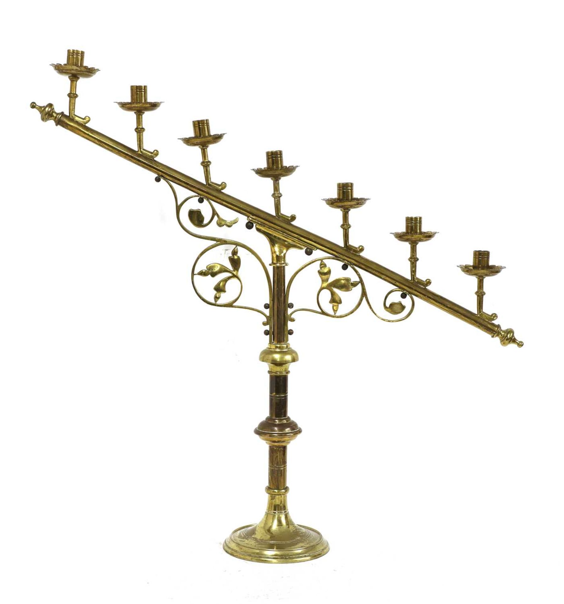 A pair of brass ecclesiastical candlesticks - Image 3 of 4