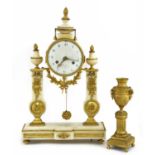 A French rococo-style marble and gilt-bronze mounted portico clock,