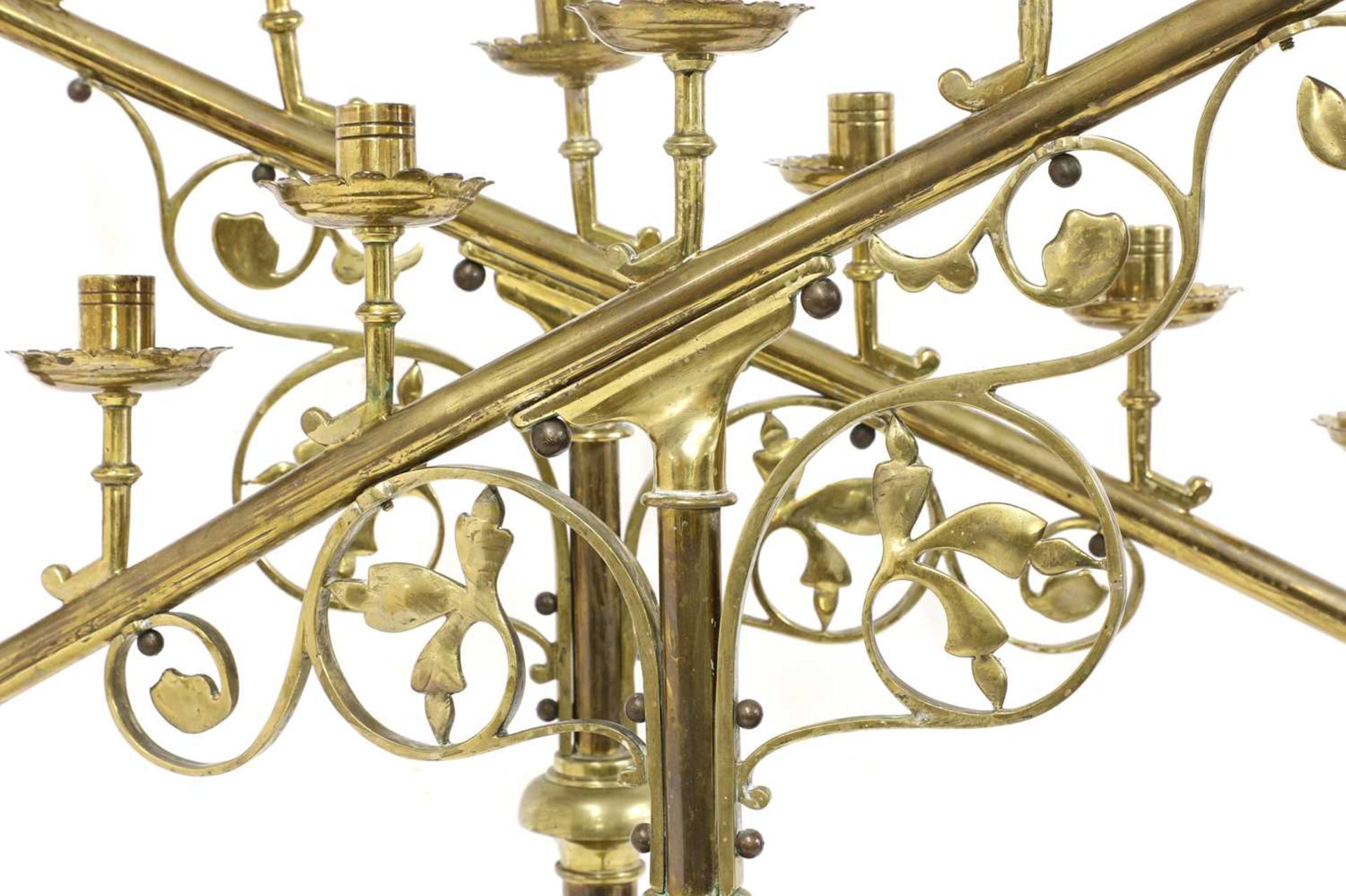 A pair of brass ecclesiastical candlesticks - Image 4 of 4