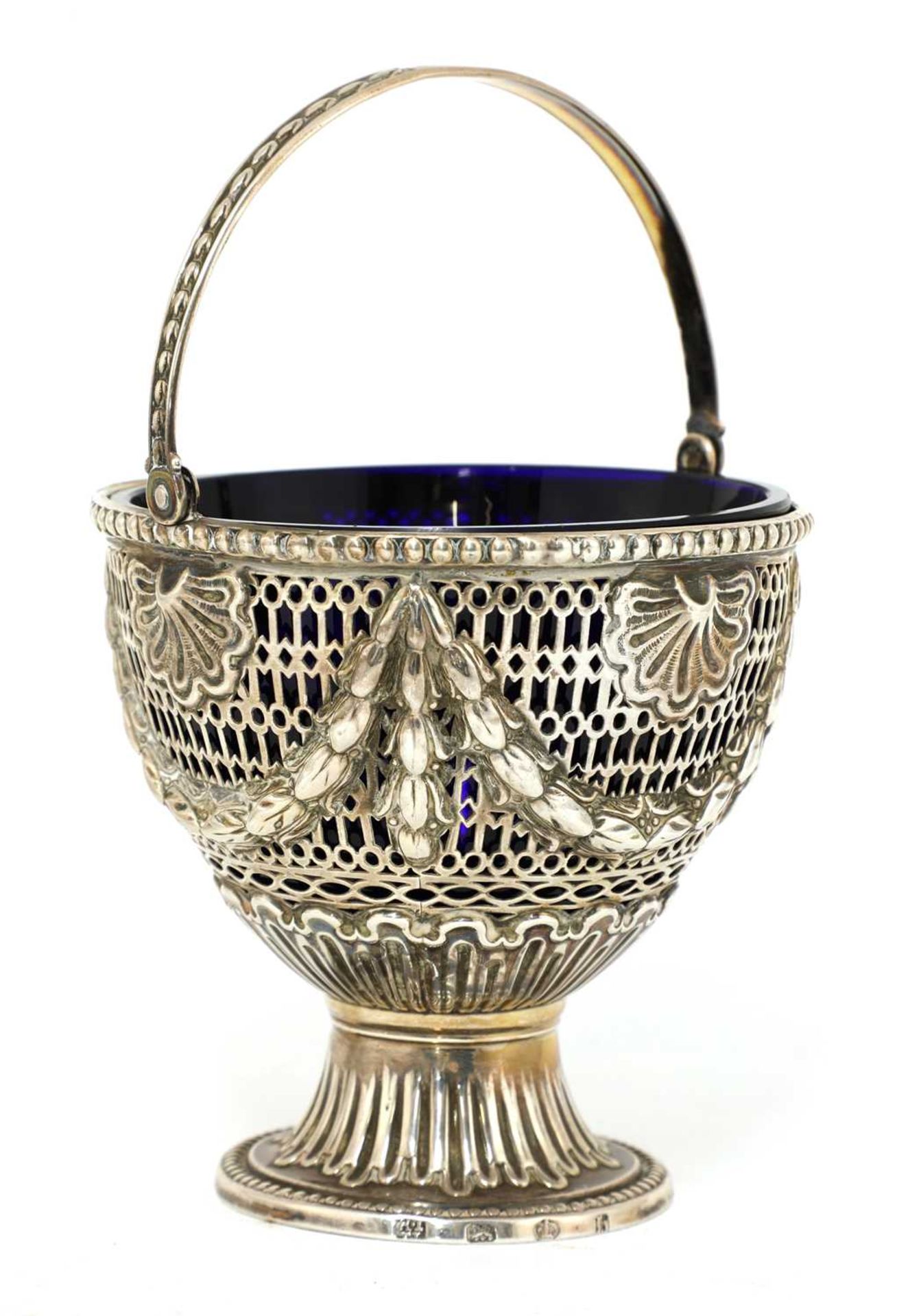 A George III silver sugar basket,