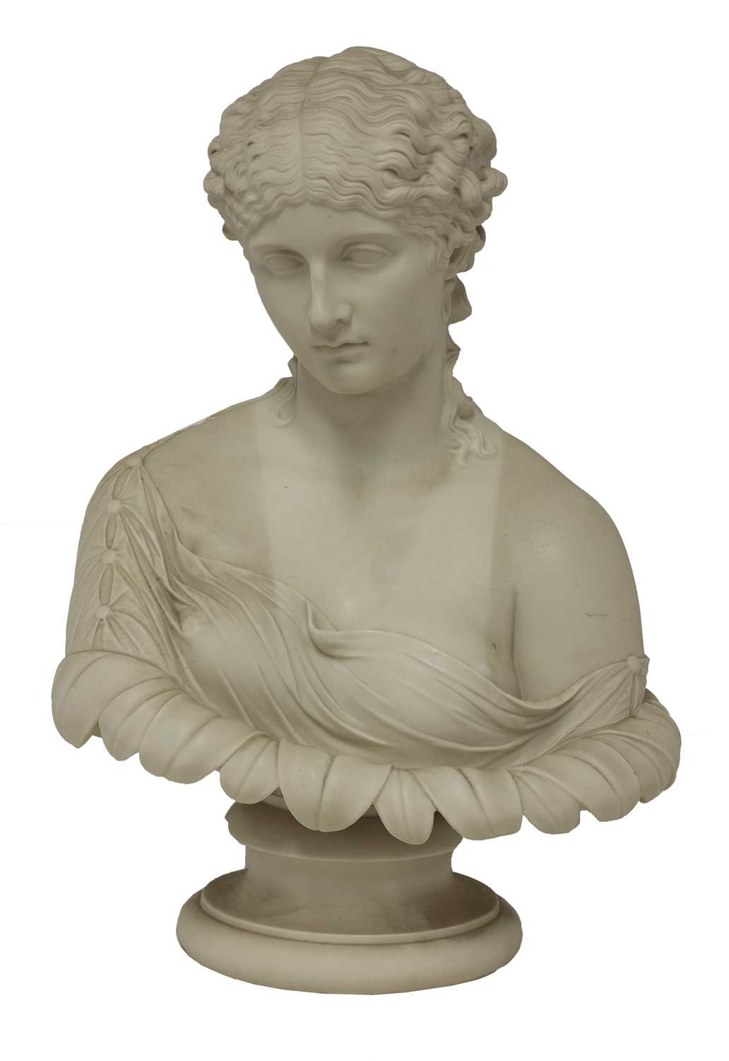 Clytie, a Copeland Parian bust on a socle,