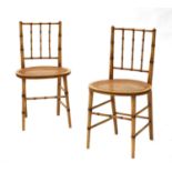 A pair of Regency-style faux bamboo side chairs,