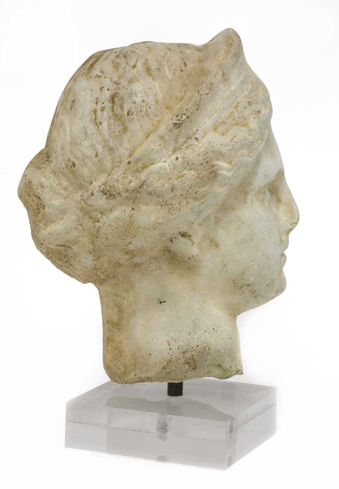 A grand tour carved marble or limestone head of Diana, - Image 2 of 30