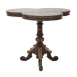 An Anglo-Oriental red lacquer tripod table,