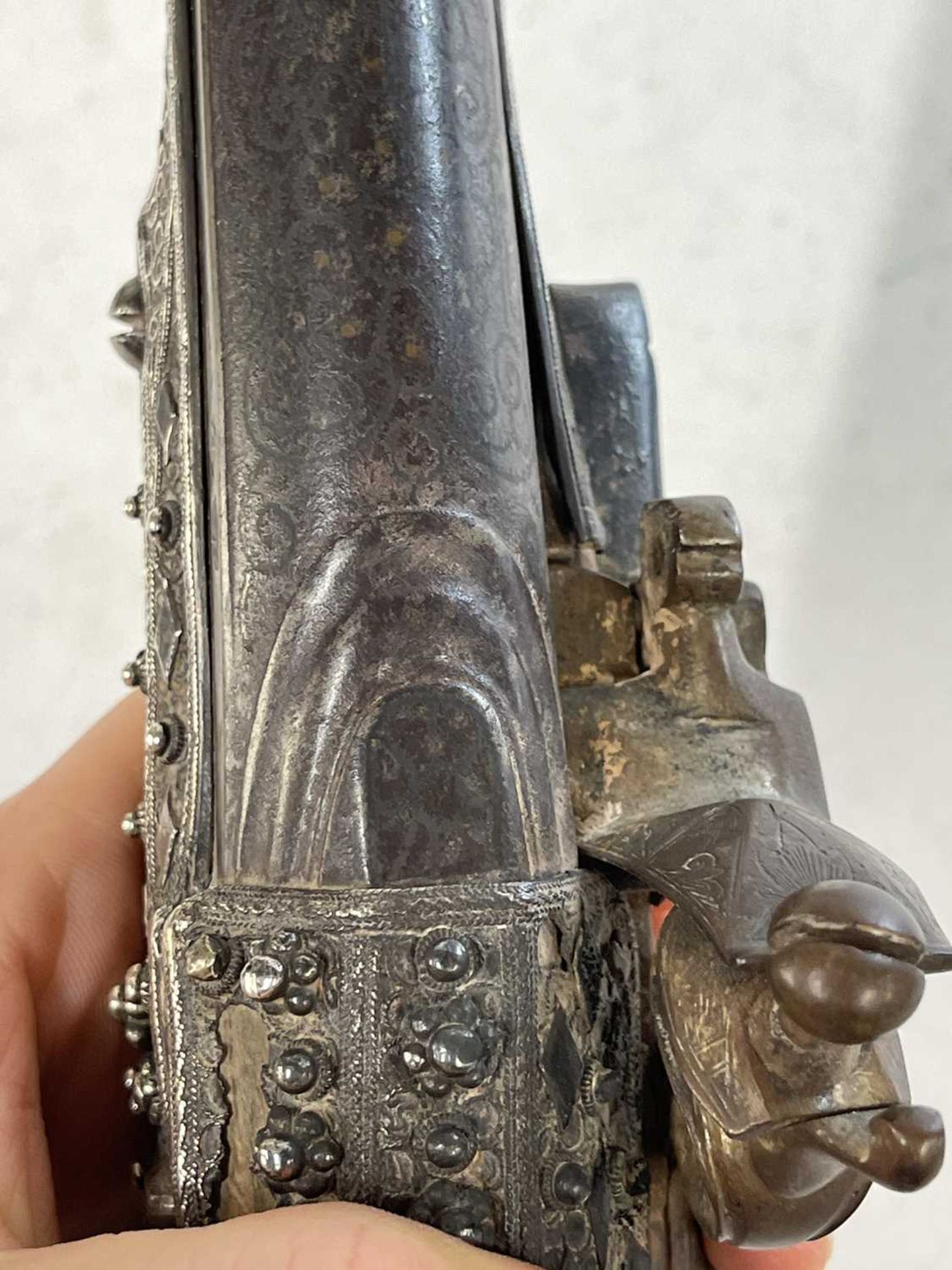 A Turkish silver-mounted flintlock pistol, - Bild 32 aus 45