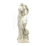 A carved marble statue of Venus of the Bath,