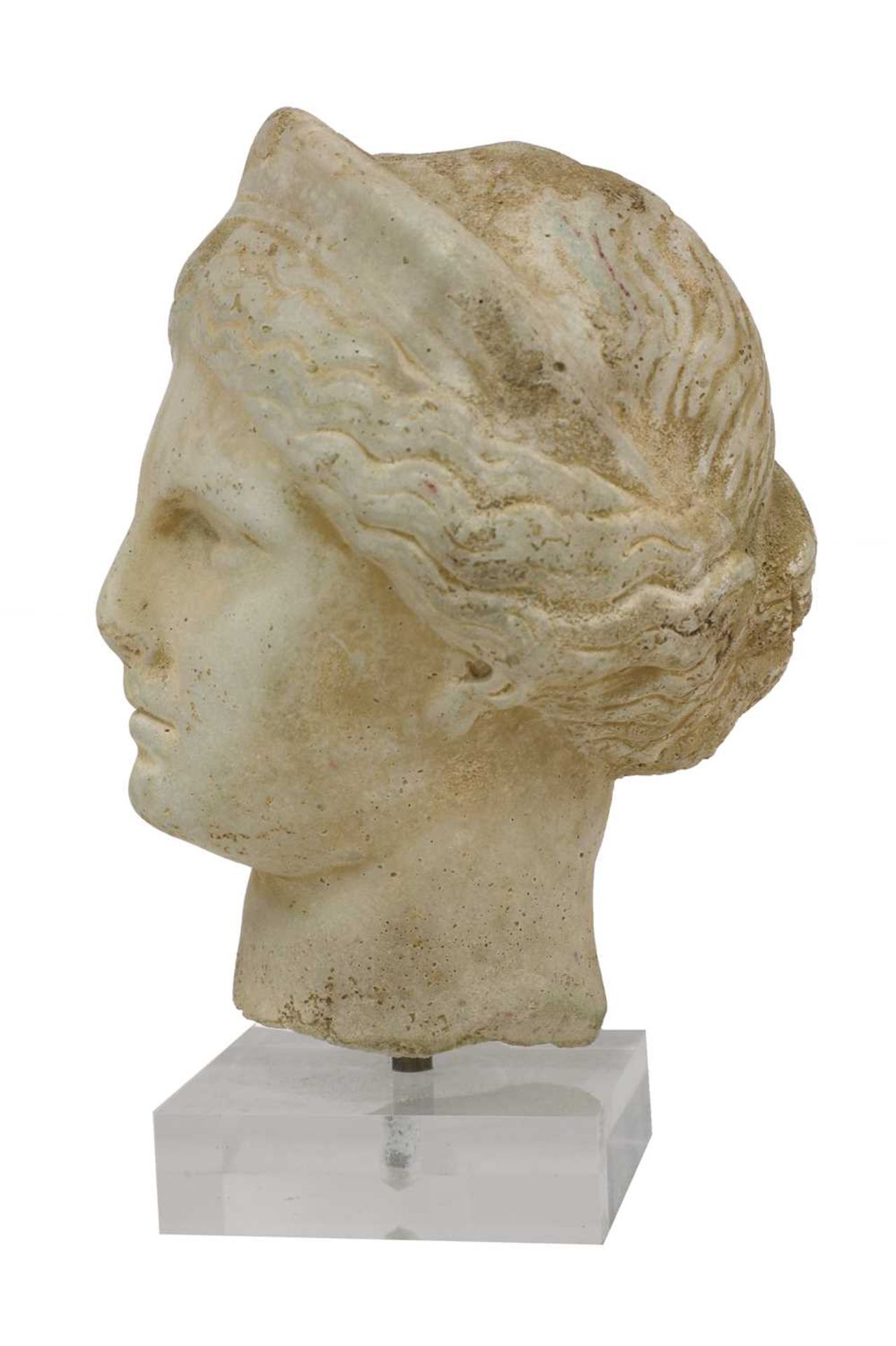 A grand tour carved marble or limestone head of Diana, - Image 4 of 30