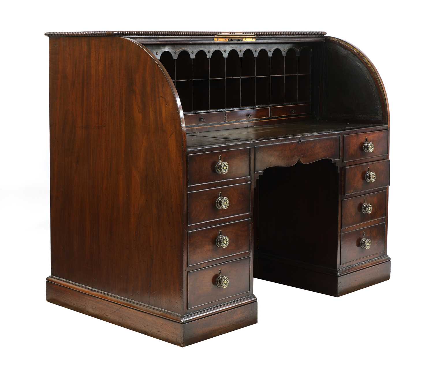 A large mahogany roll-top estate desk, - Image 3 of 7