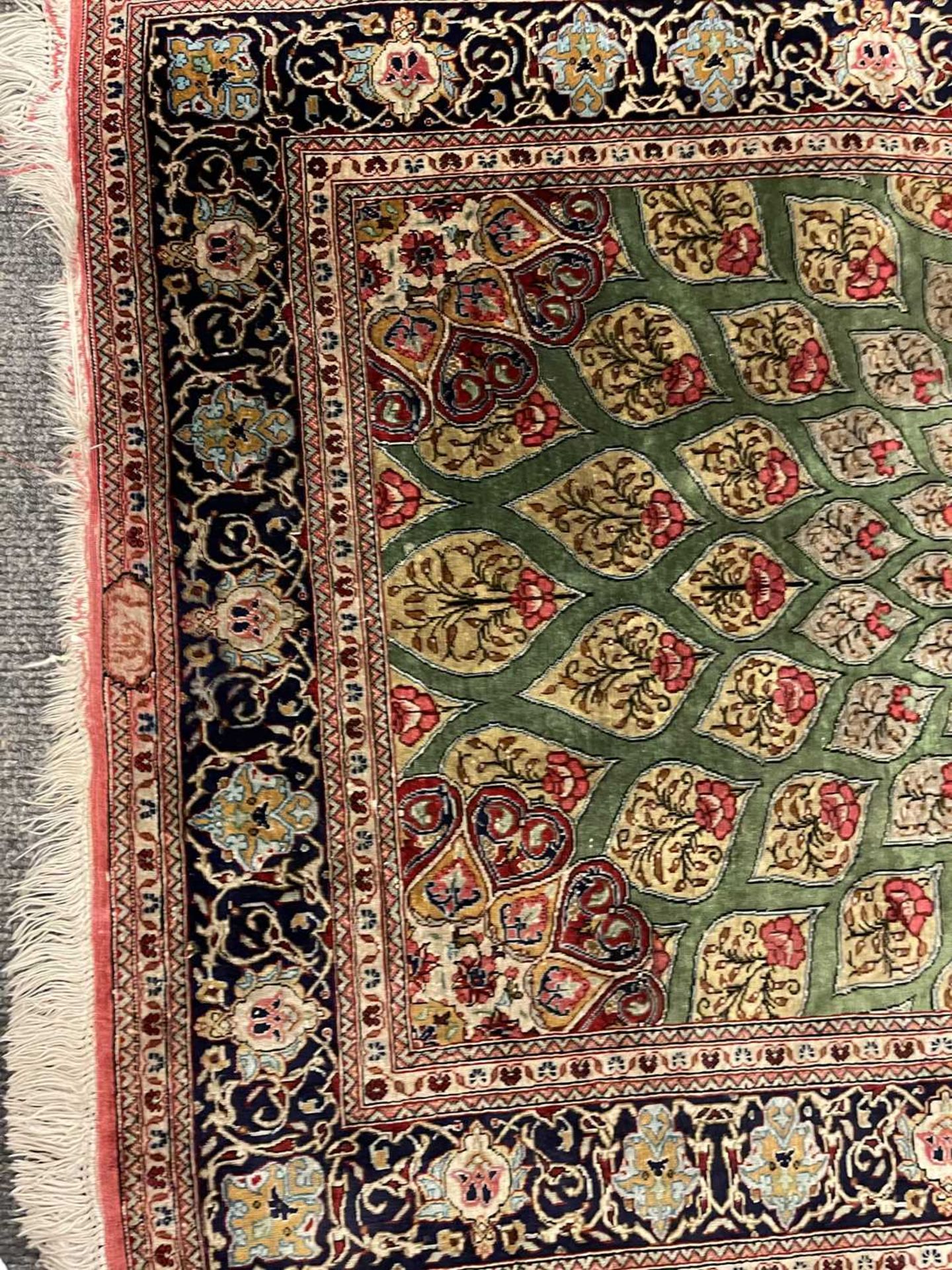 A Persian silk rug, - Image 3 of 8