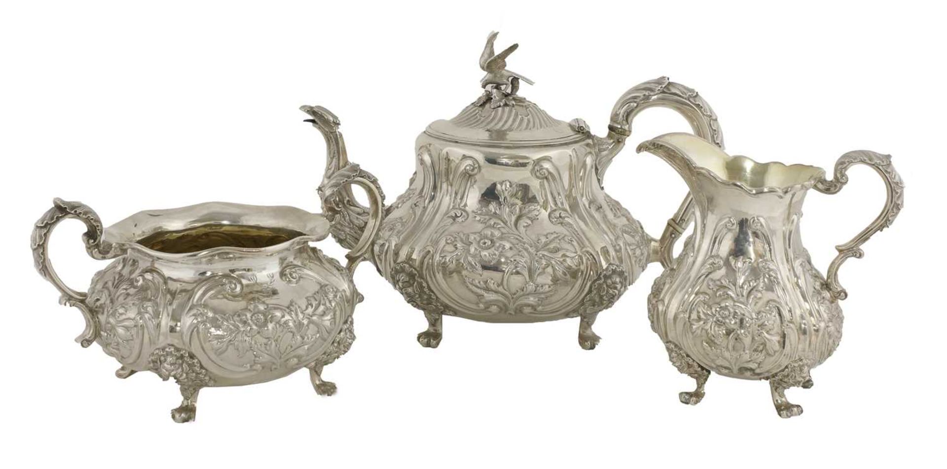 A Victorian three-piece silver tea set,