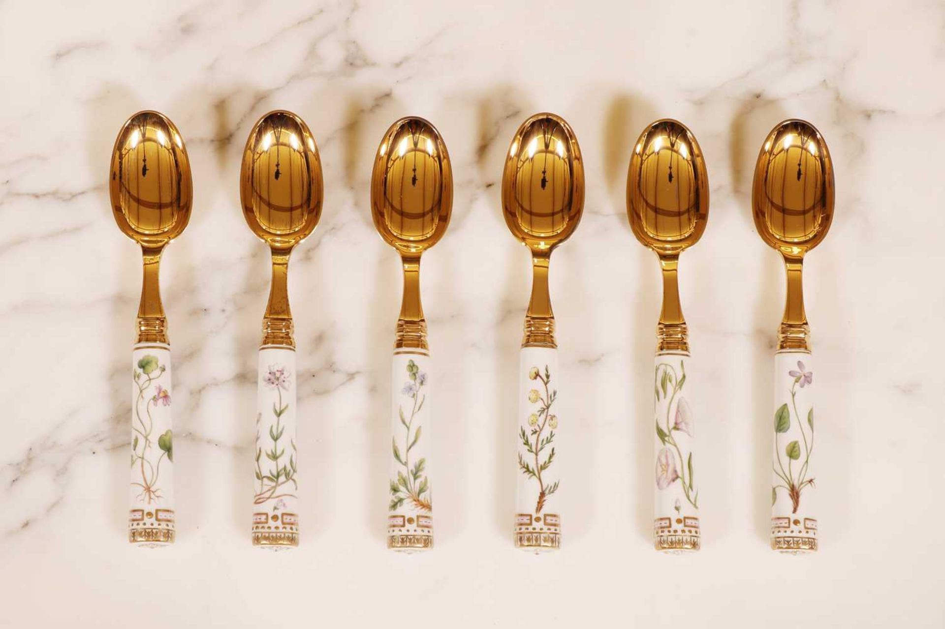 A part canteen of Royal Copenhagen 'Flora Danica' porcelain and silver-gilt cutlery, - Image 22 of 109