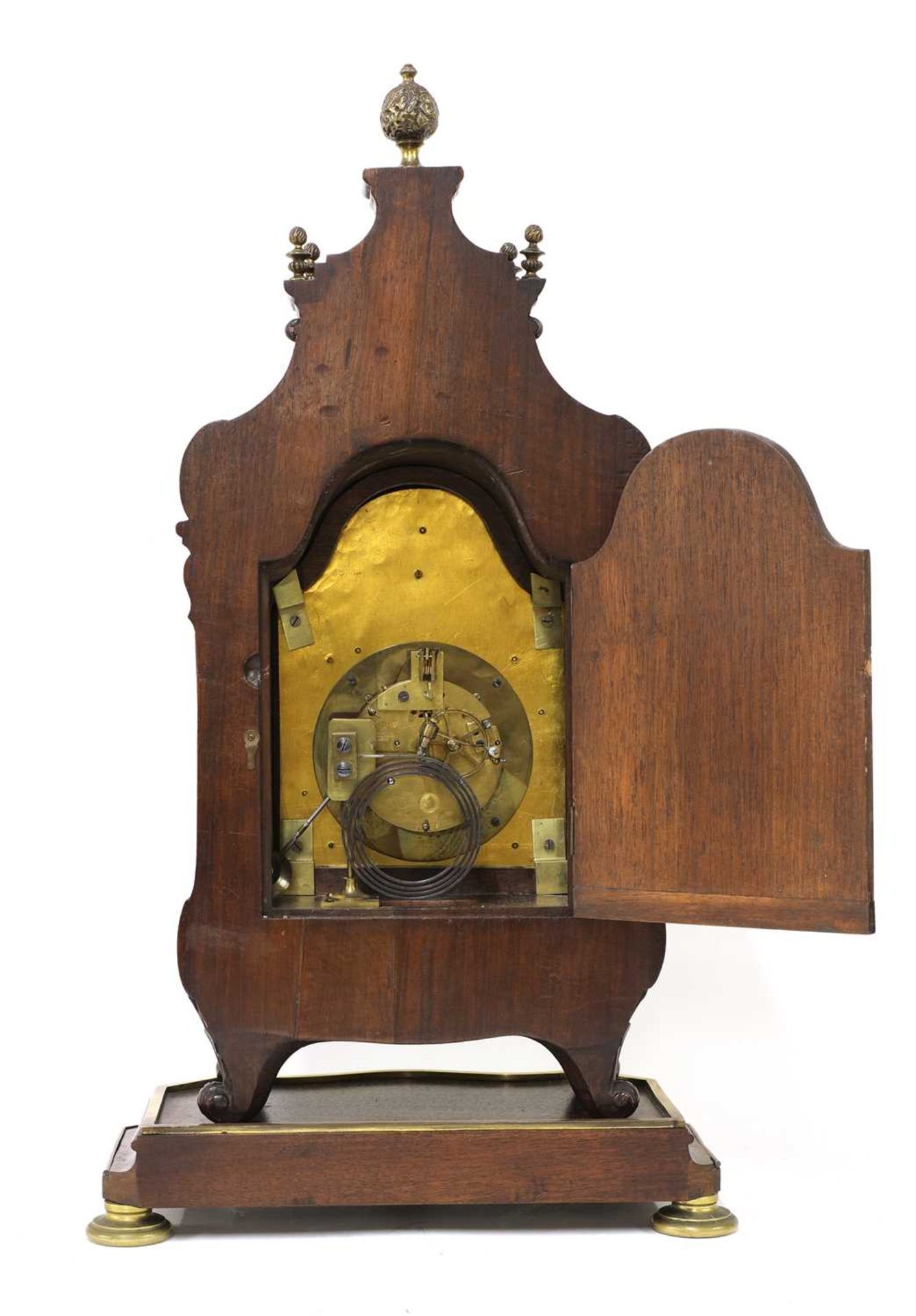 A French mahogany and brass inlaid table clock on stand - Image 4 of 4