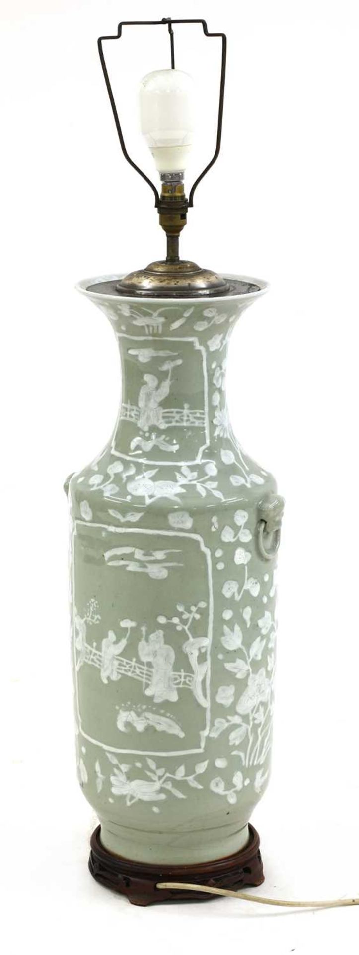 A Chinese-style celadon glazed ceramic table lamp, - Image 2 of 2