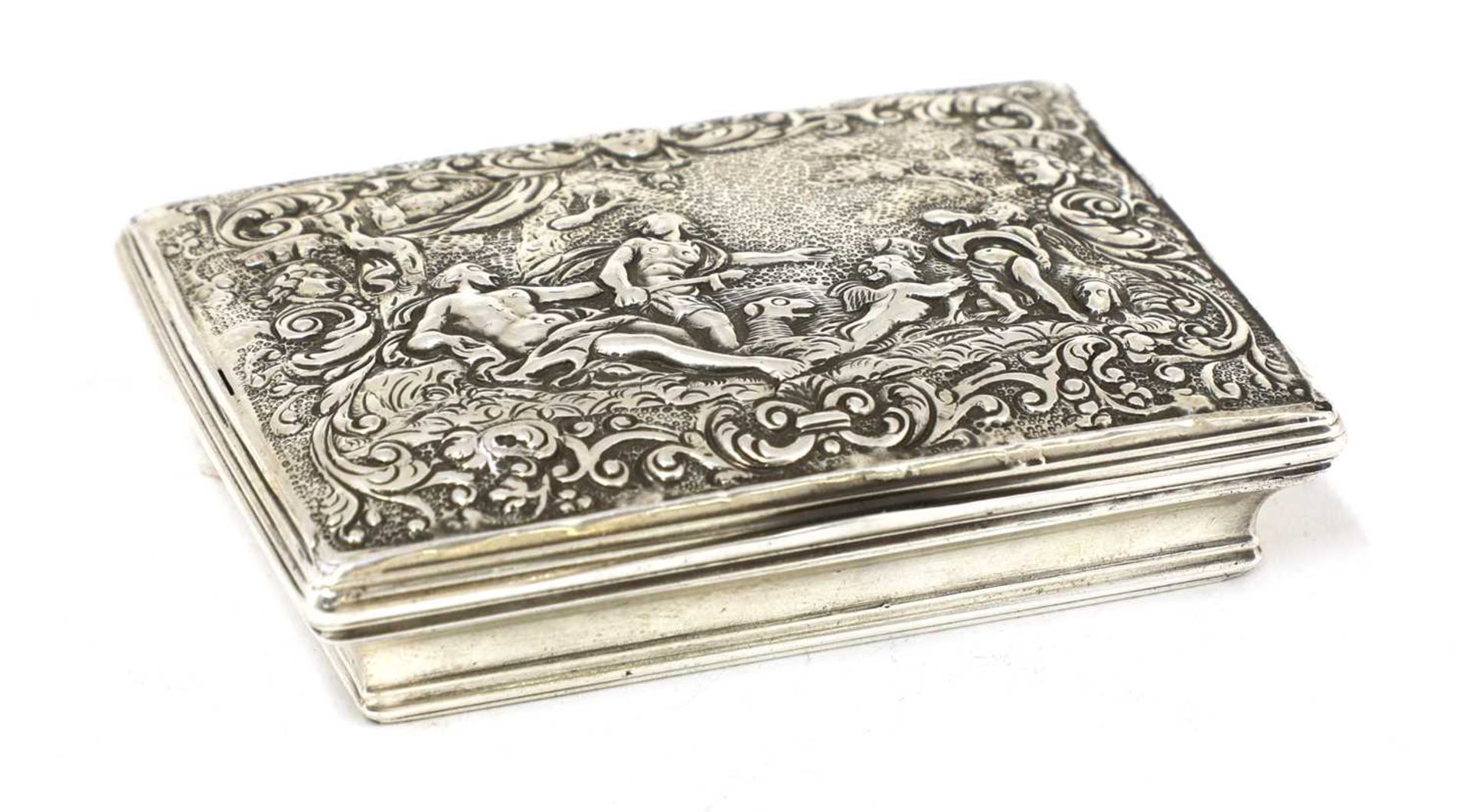 An early English repoussé silver box,