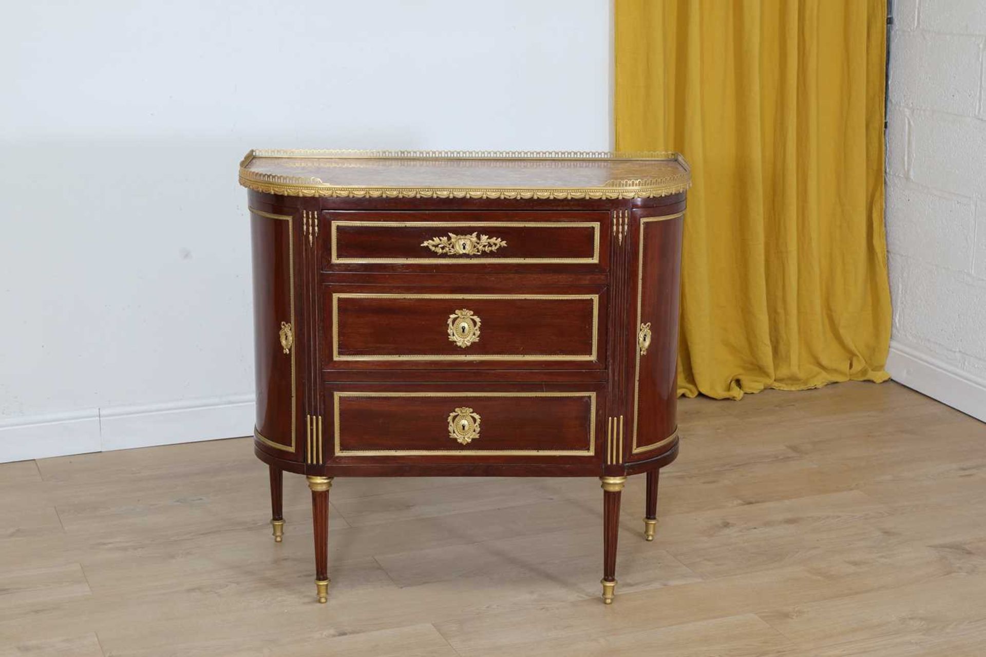 A French Louis XVI-style mahogany and ormolu mounted commode, - Image 7 of 7
