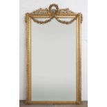 A large French Louis XVI-style giltwood mirror,