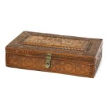 A Persian Qajar carved fruitwood box,