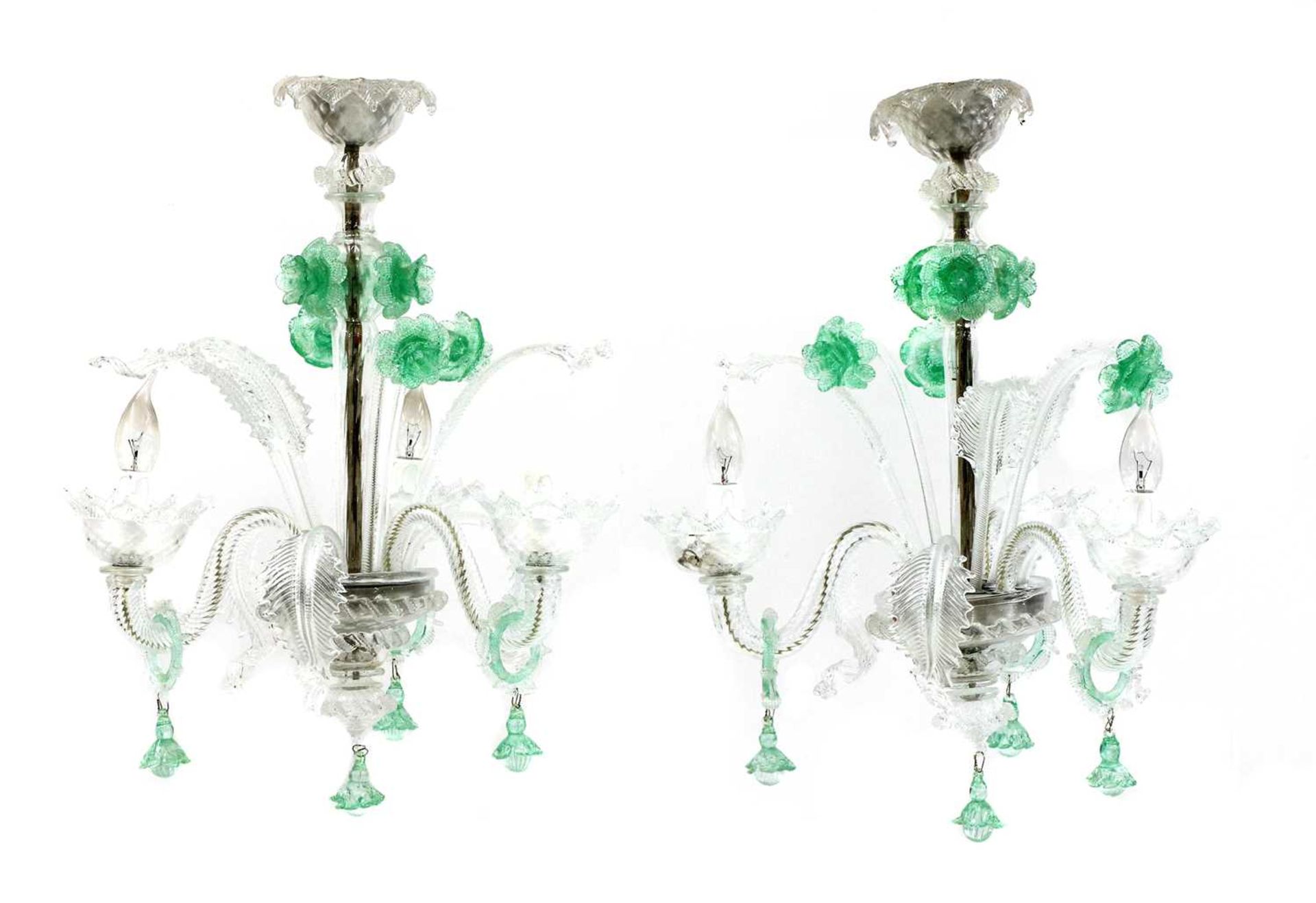 A pair of Murano glass chandeliers,