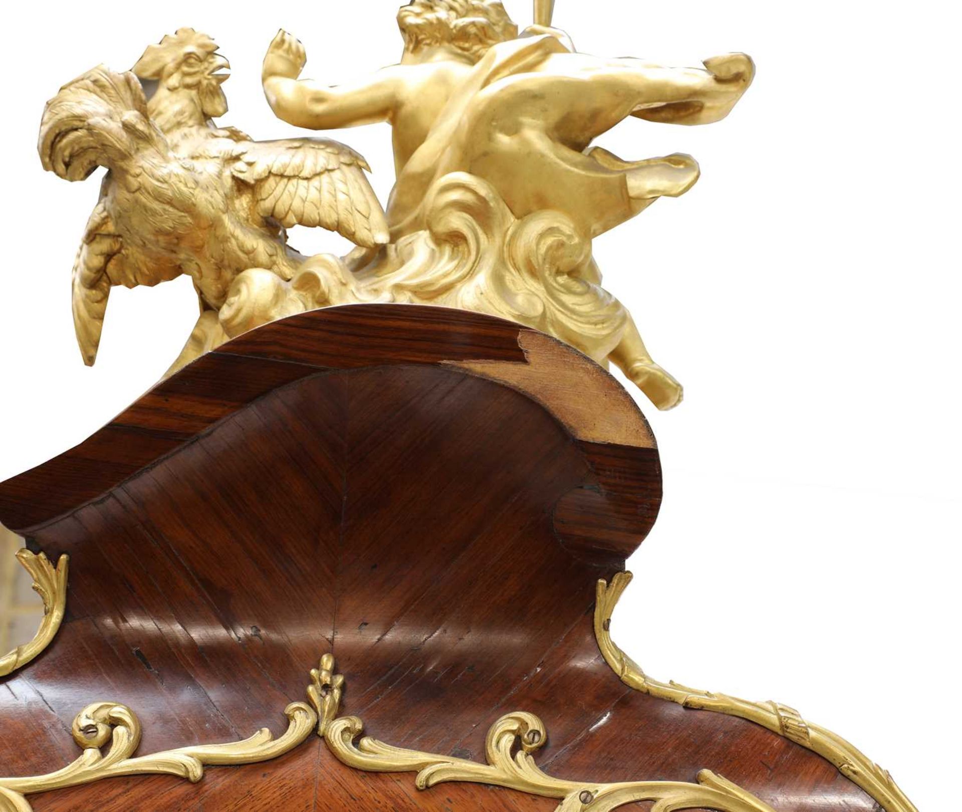 An extraordinary Louis XV-style rosewood marquetry and gilt-bronze writing table and cartonnier, - Image 10 of 11