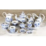 An extensive Meissen Onion pattern blue and white dinner and tea service,