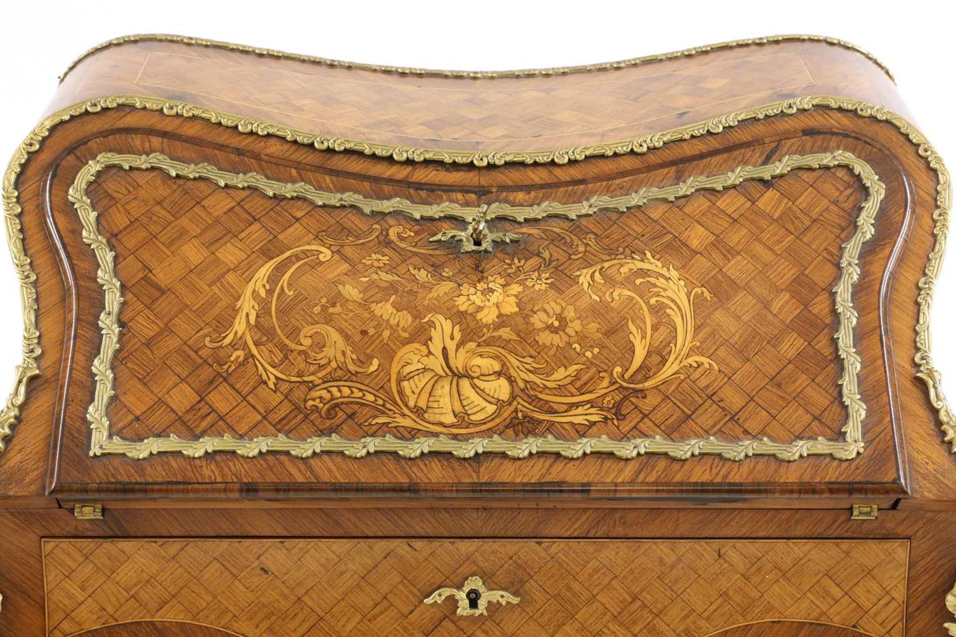 A French Louis XV-style rosewood and satinwood bureau de dame, - Image 5 of 5