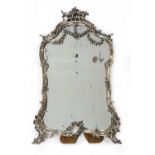 A silvered bronze dressing table mirror,