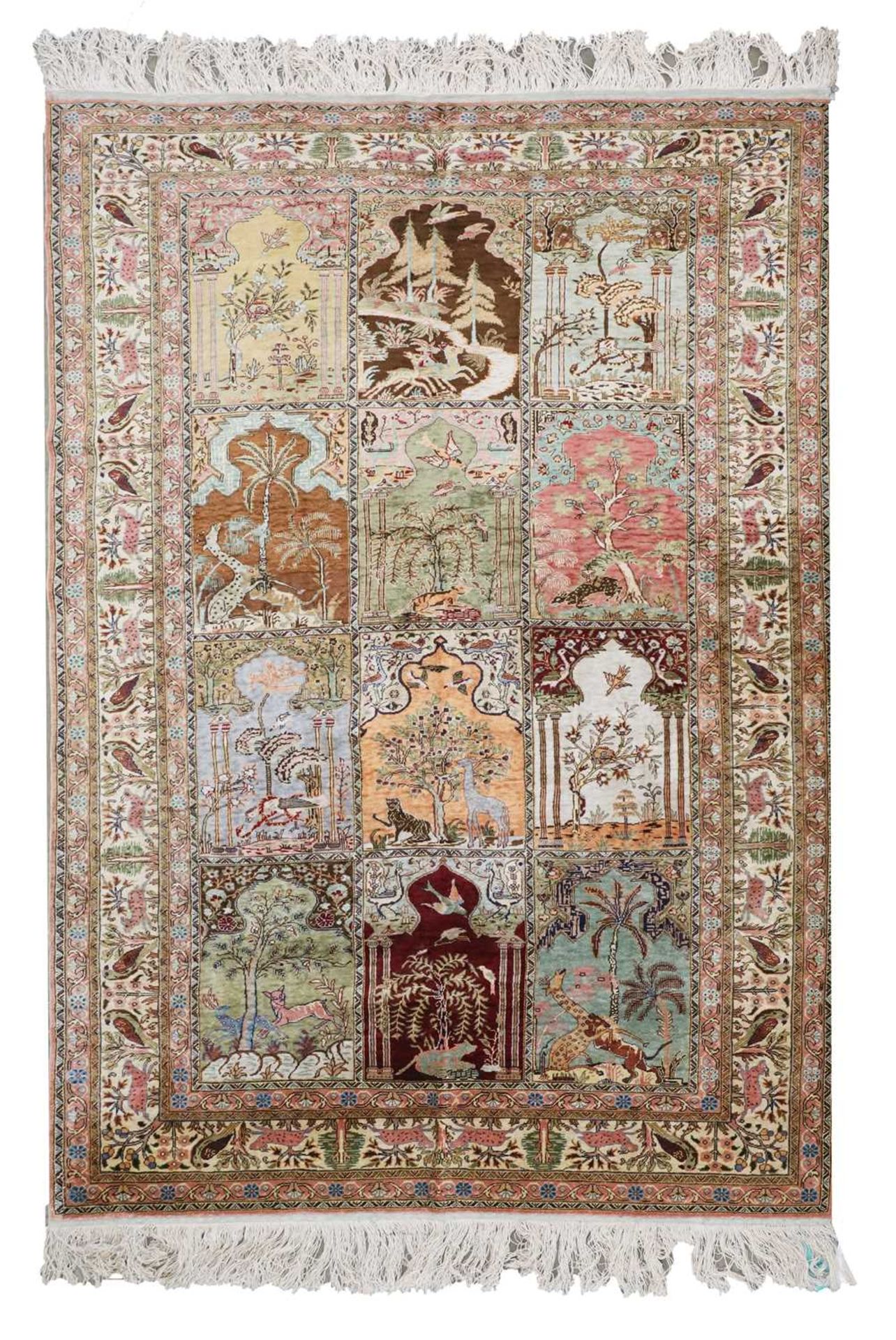 A Turkish silk Kayseri rug,