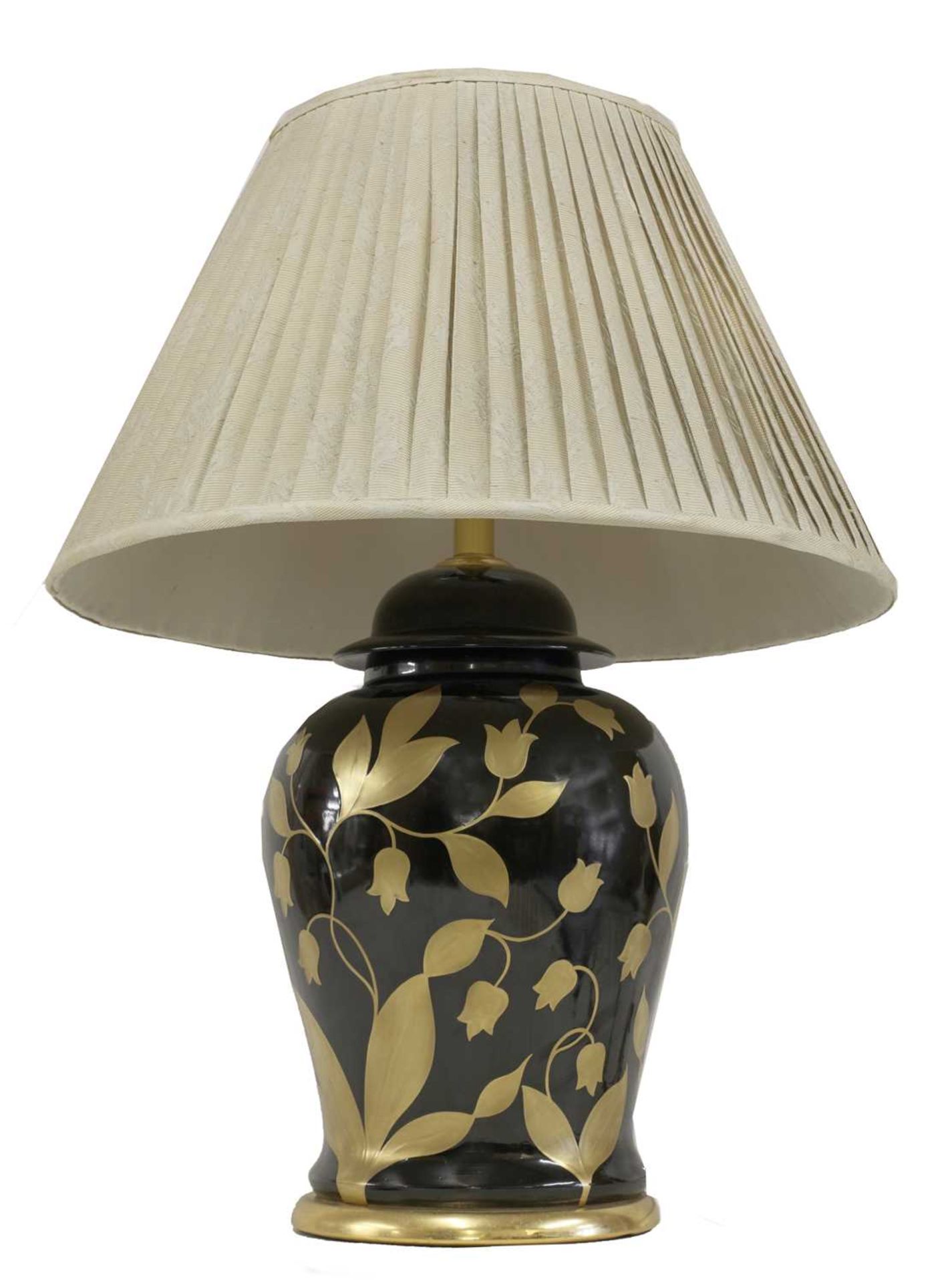 A black and gilt-glazed table lamp, - Bild 2 aus 2