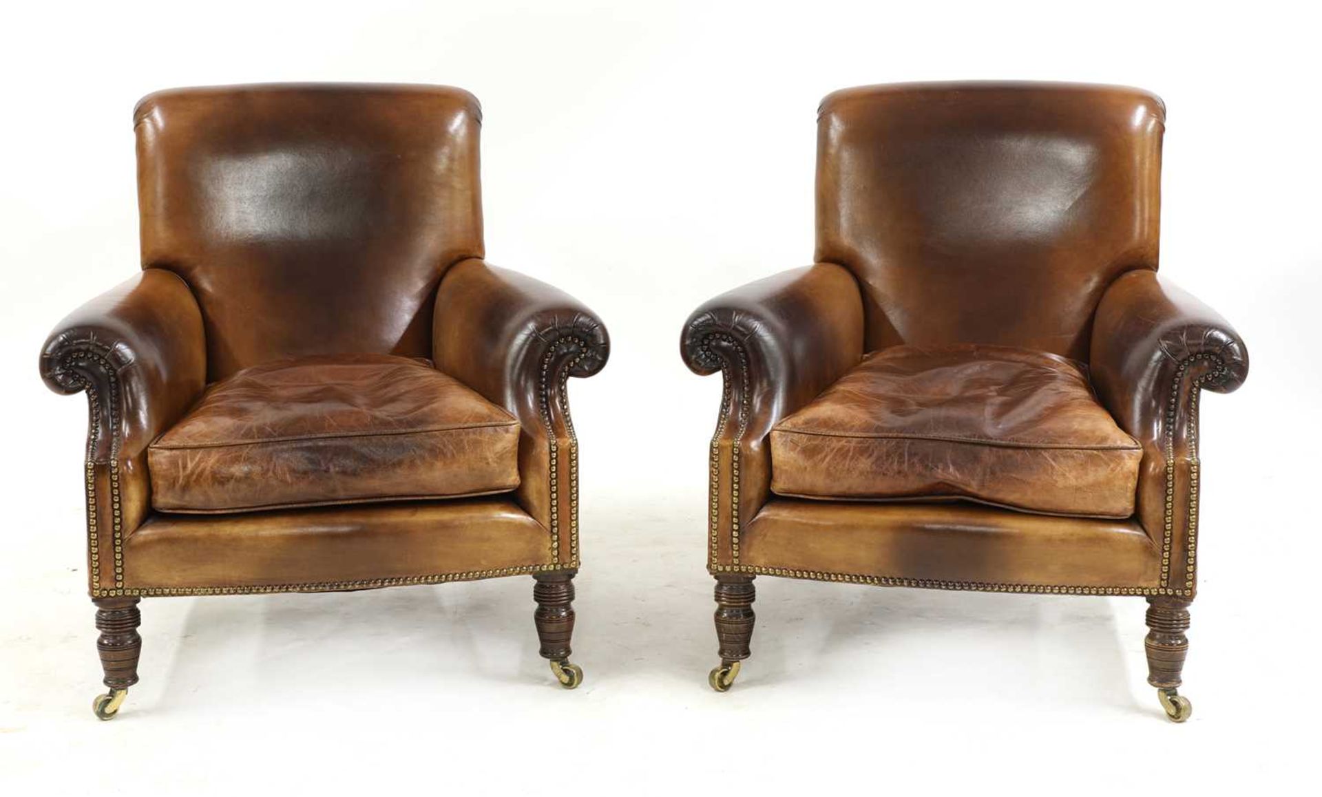 A pair of club chairs, - Image 2 of 3