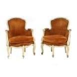 A pair of French Louis XV-style fauteuils,