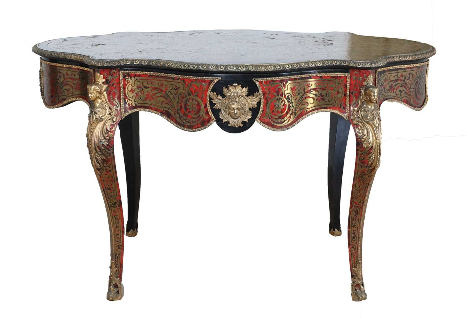 A French Napoleon III tortoiseshell, bronze and ormolu centre table,