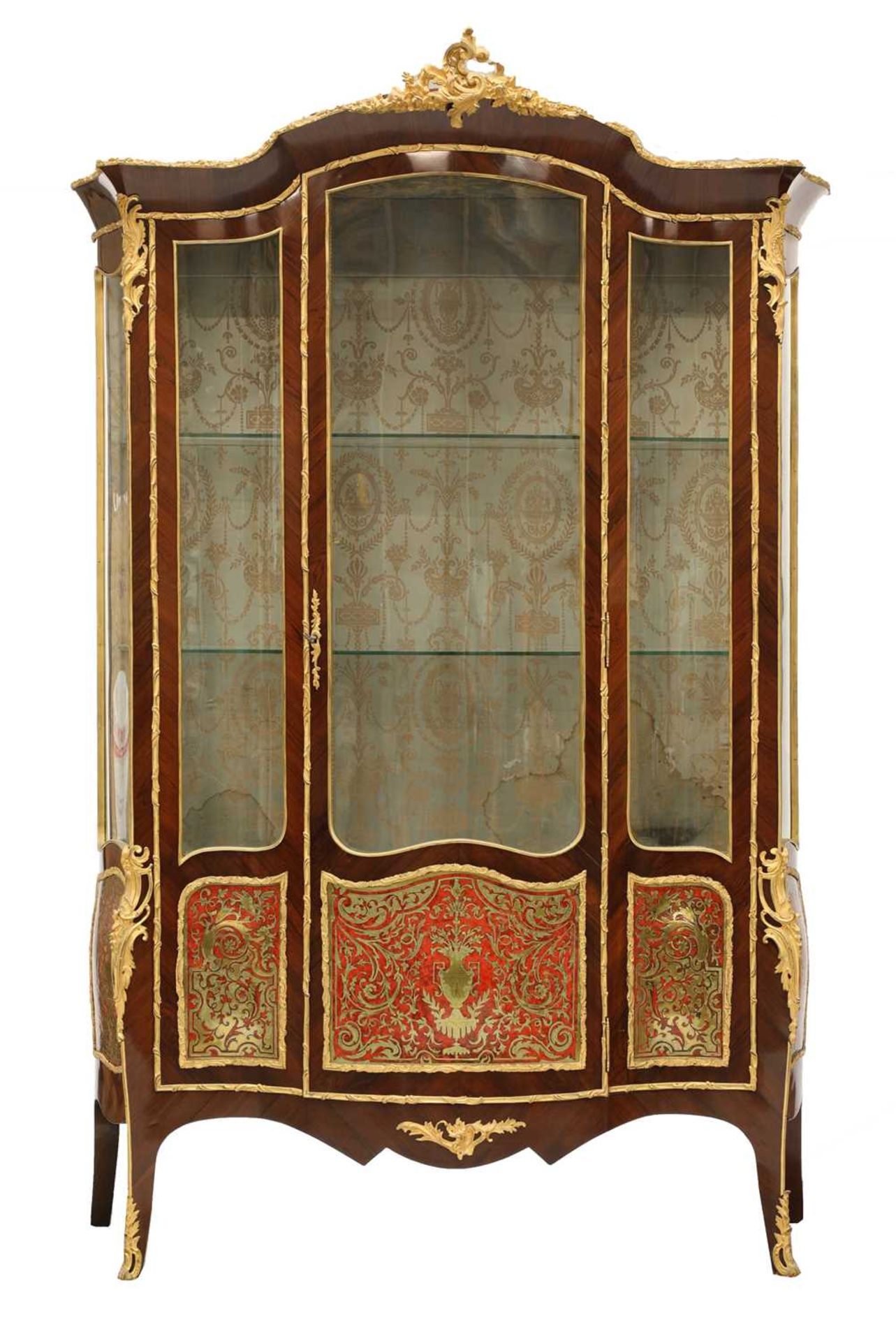 A good Louis XV-style rosewood serpentine vitrine,