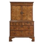 A Queen Anne walnut cabinet on chest,