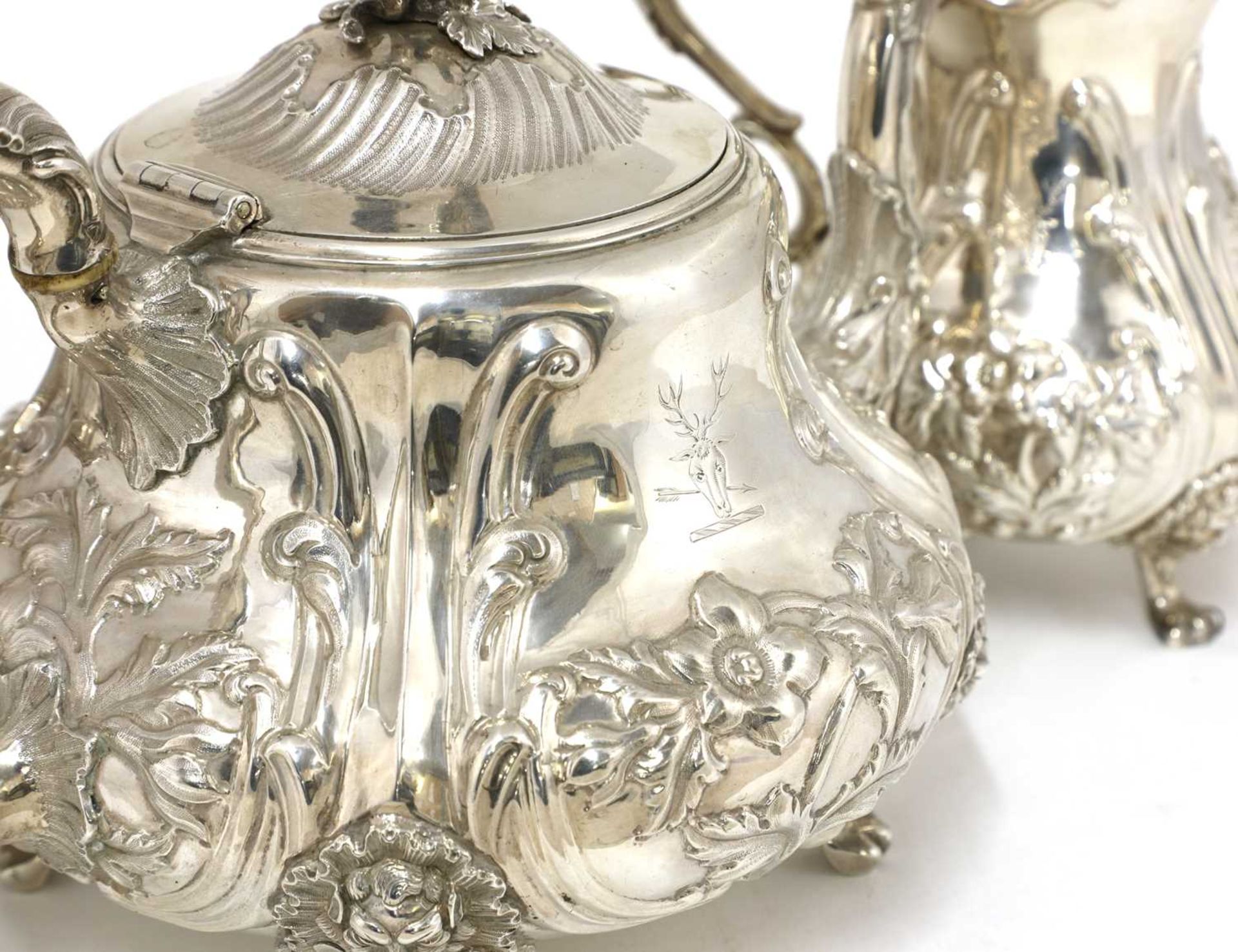 A Victorian three-piece silver tea set, - Image 3 of 6