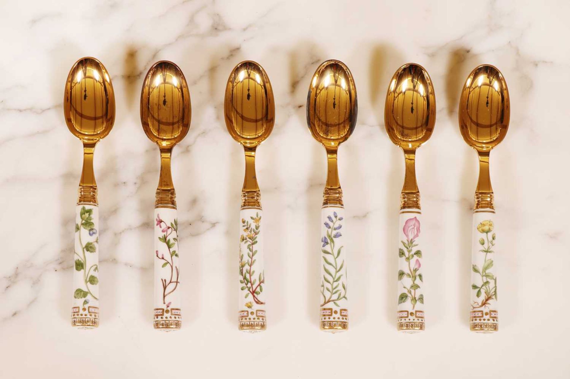 A part canteen of Royal Copenhagen 'Flora Danica' porcelain and silver-gilt cutlery, - Image 18 of 109