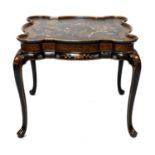 An ebonised and painted chinoiserie low table,