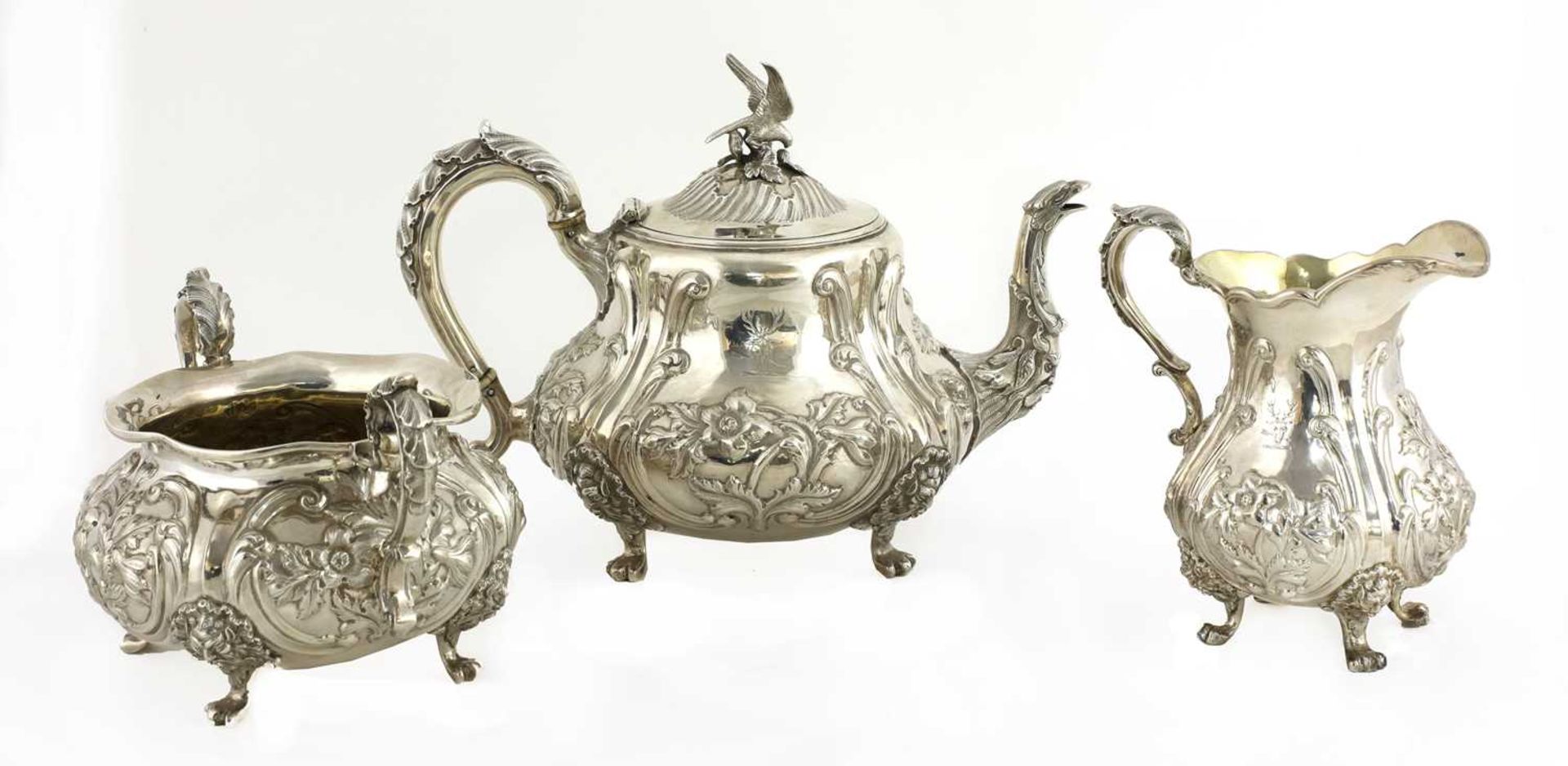 A Victorian three-piece silver tea set, - Image 2 of 6