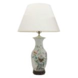 A Chinese vase table lamp and shade,