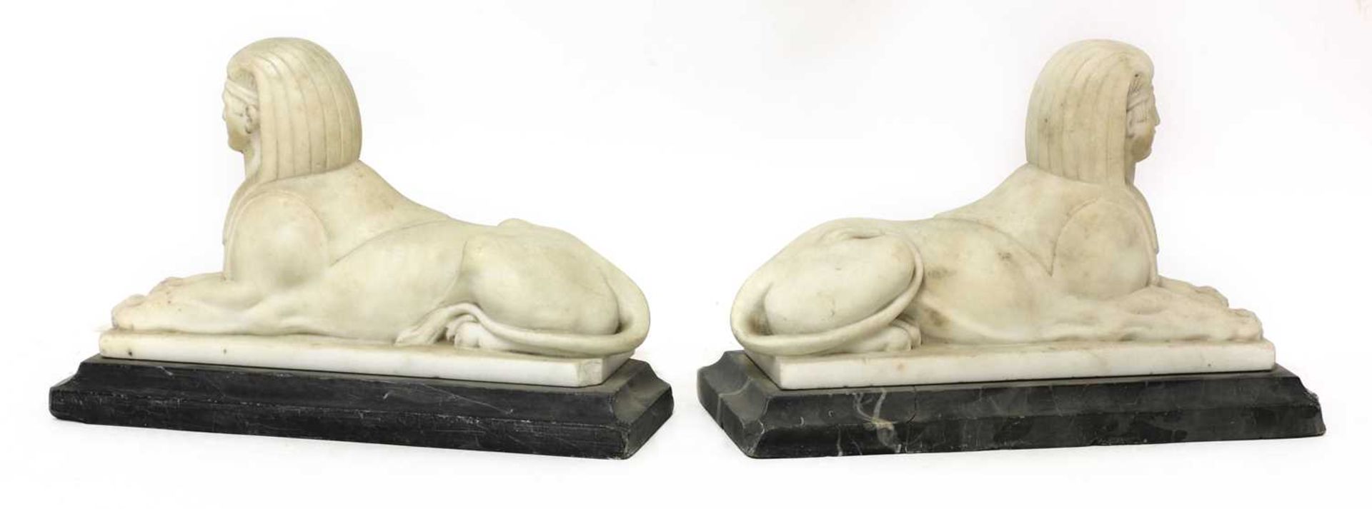 A pair of carved marble sphinx, - Image 2 of 5