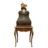 An extraordinary Louis XV-style rosewood marquetry and gilt-bronze writing table and cartonnier,